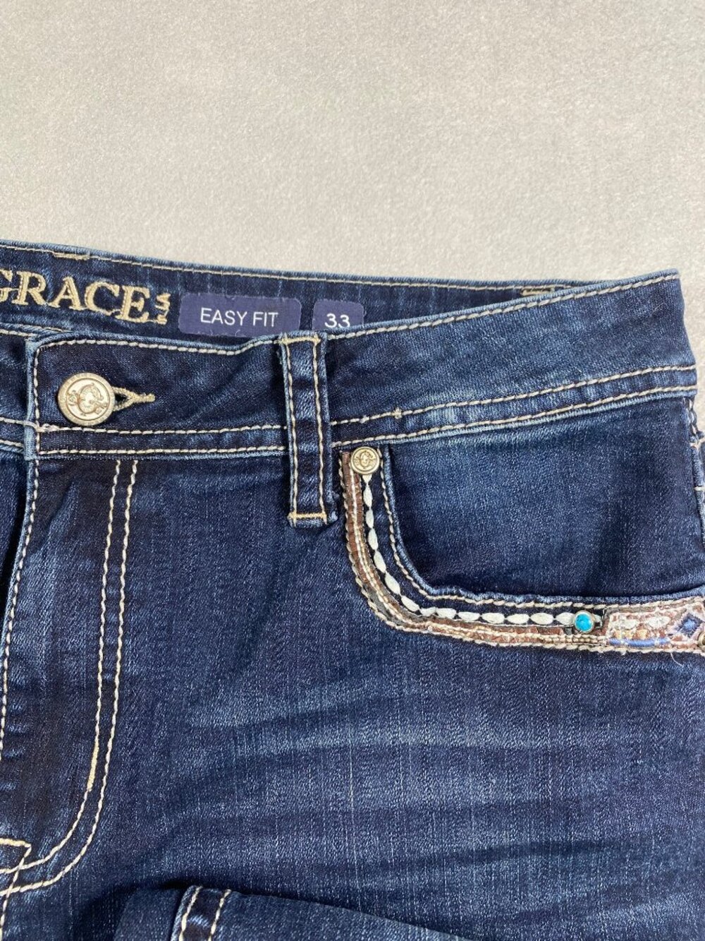Grace in LA Easy Fit Bootcut Jeans Embroidered Horseshoe Womens Size 33 - Picture 5 of 16